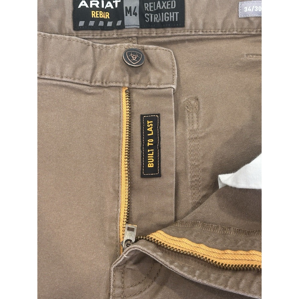 Ariat Rebar M4 Relaxed Men's 34x30‎ Field Khaki Double Knees Carpenter Canvas - Picture 10 of 14